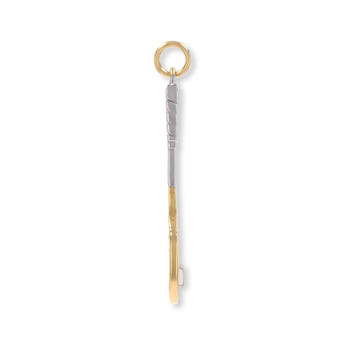 9ct Yellow & White Gold Cubic Zirconia Set Tennis Racket Pendant