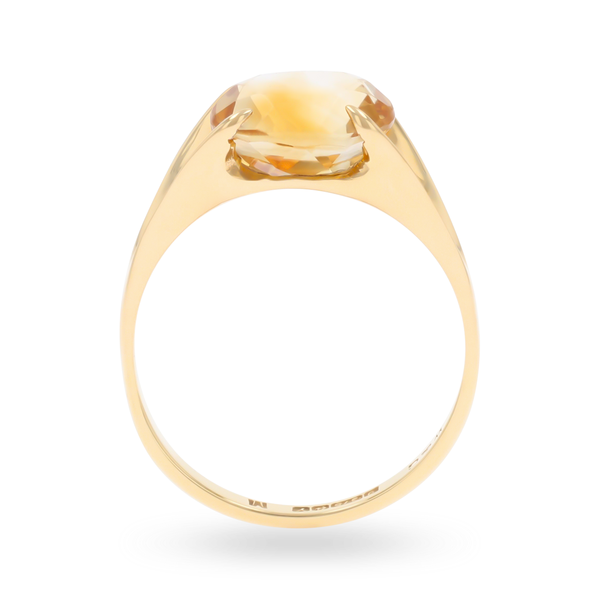 9ct Yellow Gold Horizontal Set Oval Cut Citrine Solitaire Ring