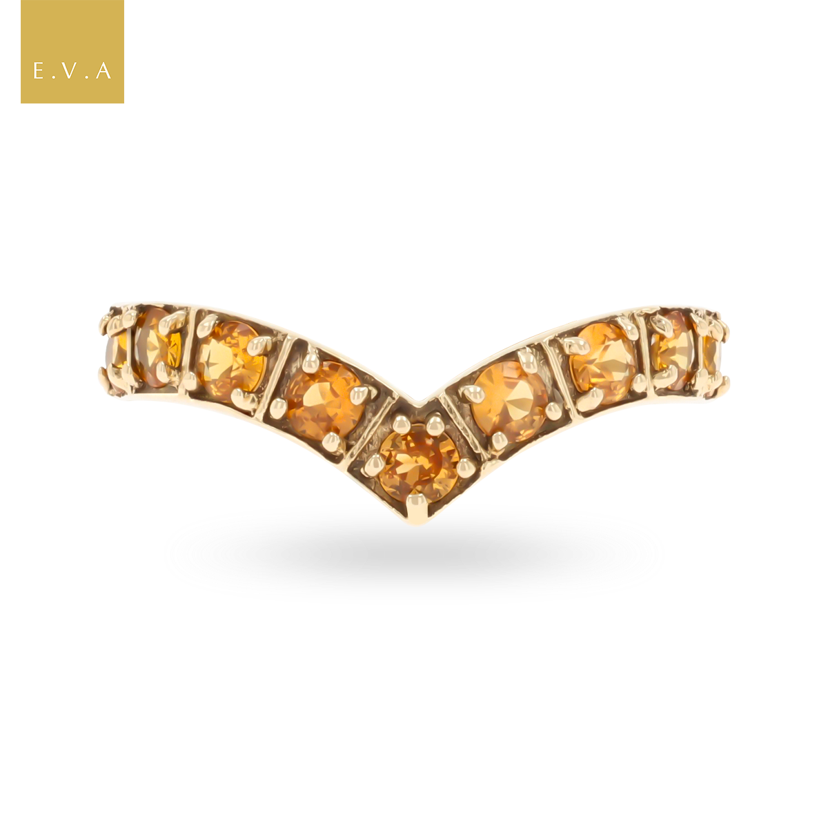 9ct Yellow Gold Citrine Wishbone Ring