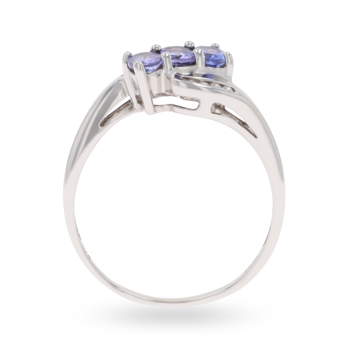 9ct White Gold Tanzanite & Diamond Twist Ring