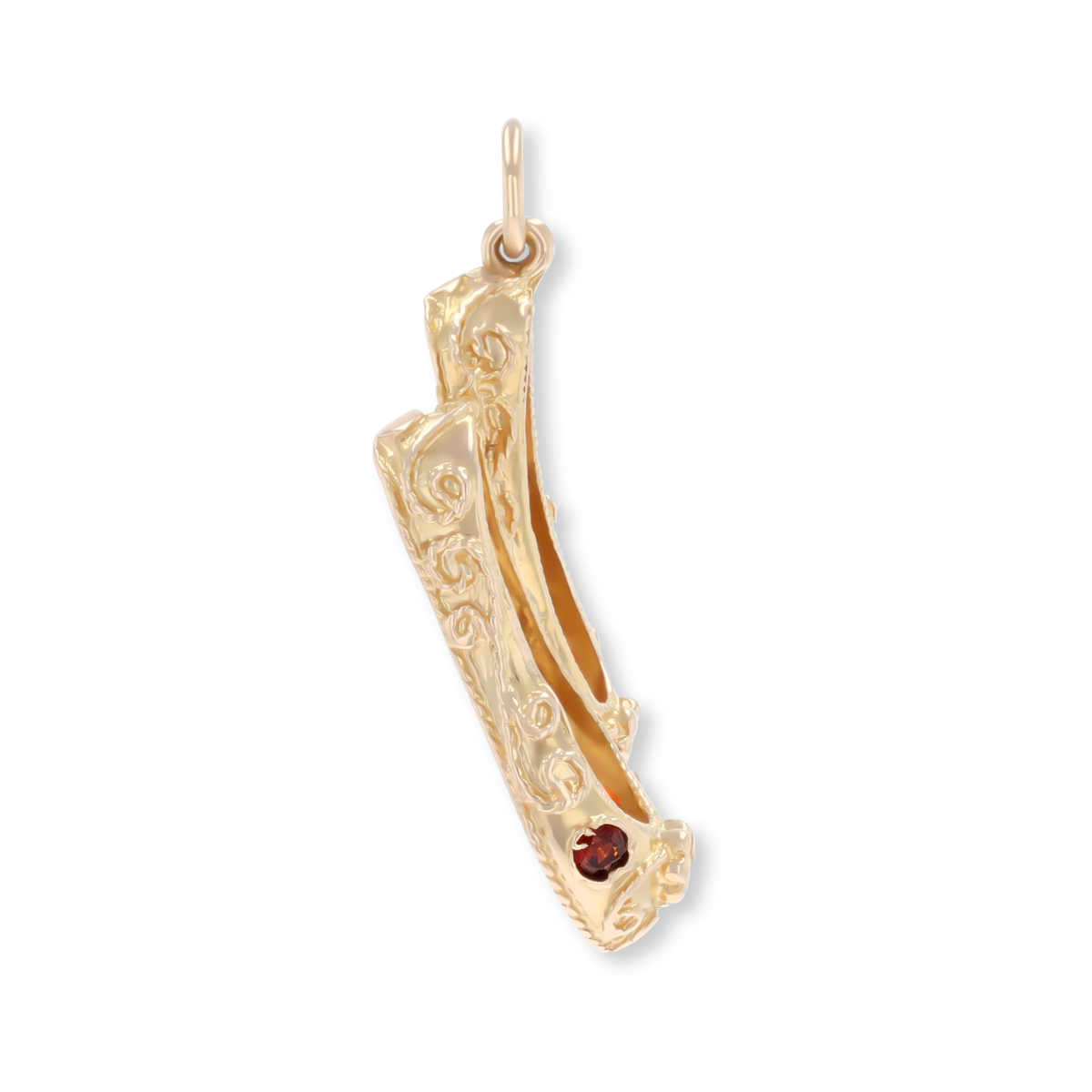 9ct Yellow Gold Garnet Set Ballet Slippers Charm