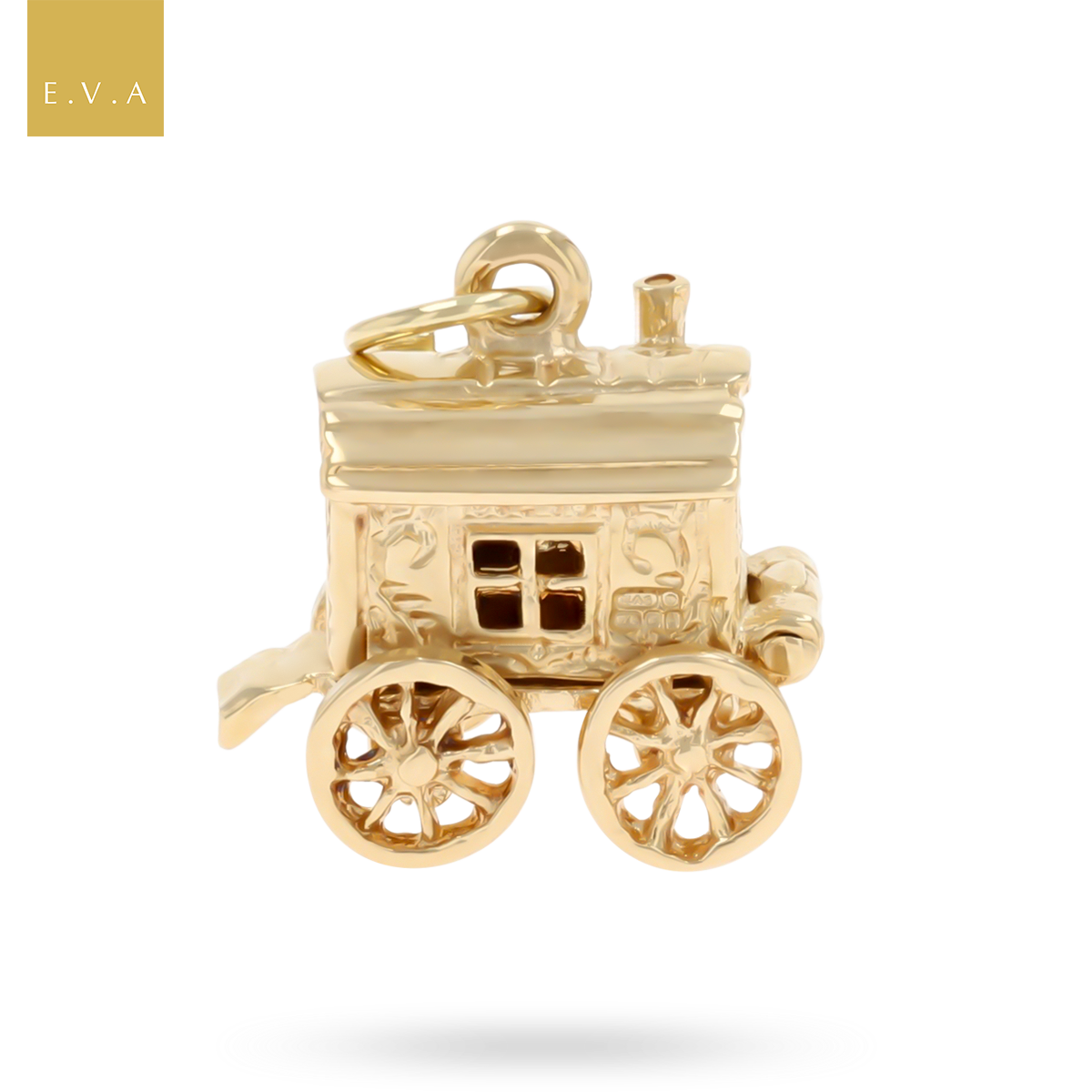 9ct Yellow Gold Gypsy Fortune Teller Wagon Opening Charm
