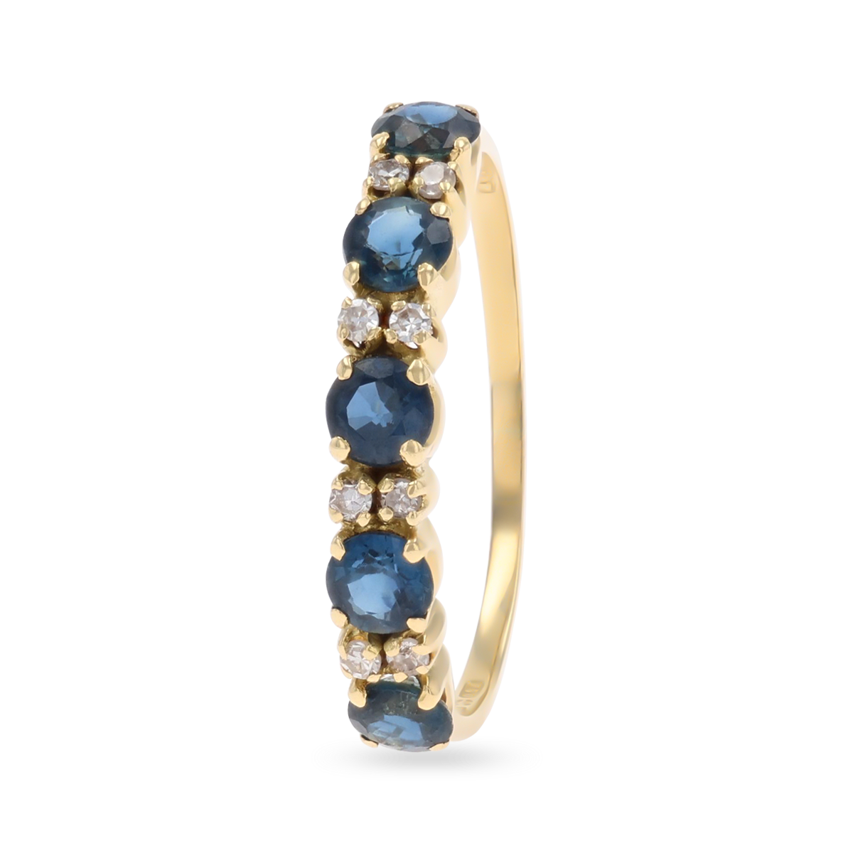18ct Yellow Gold Sapphire & Diamond Band Ring