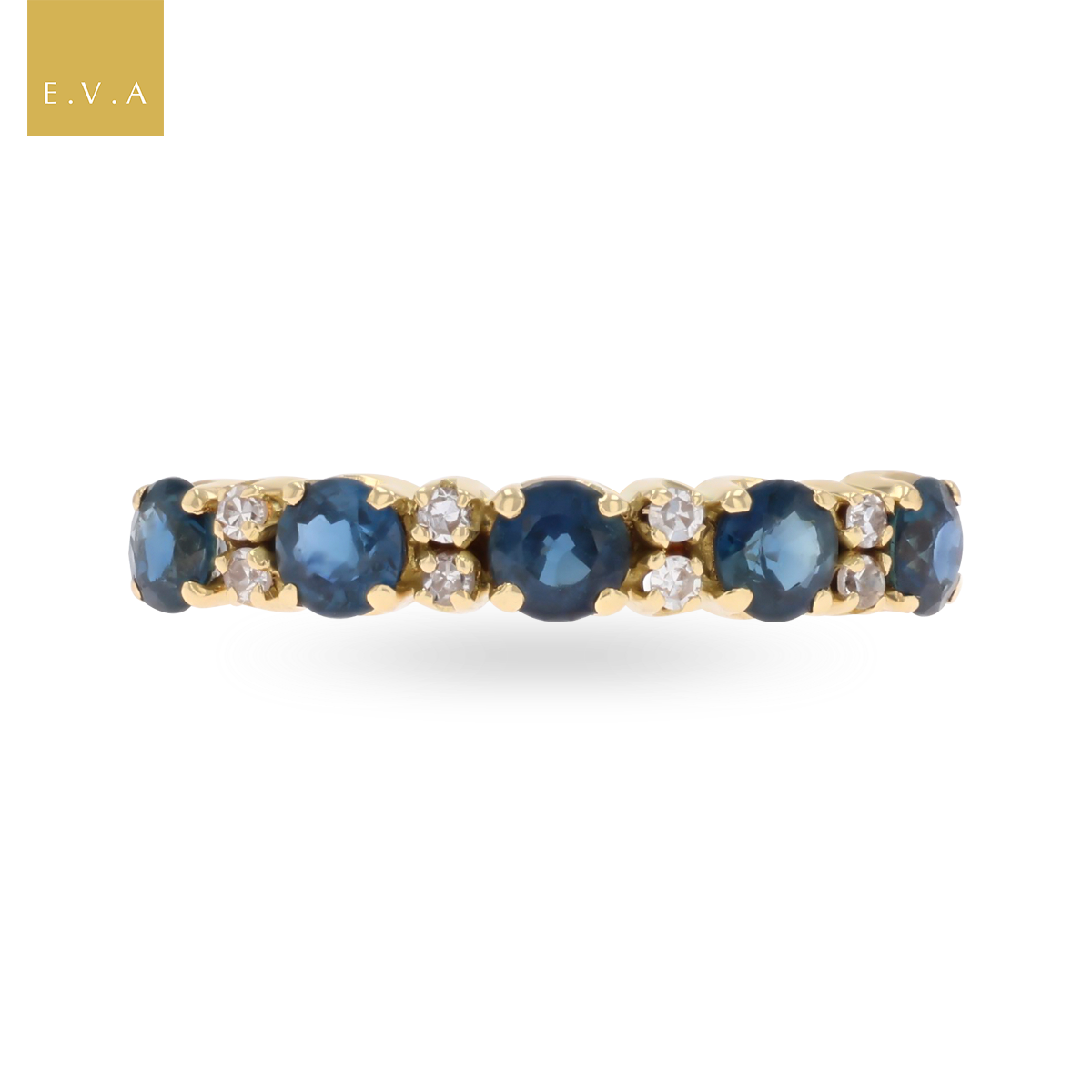 18ct Yellow Gold Sapphire & Diamond Band Ring