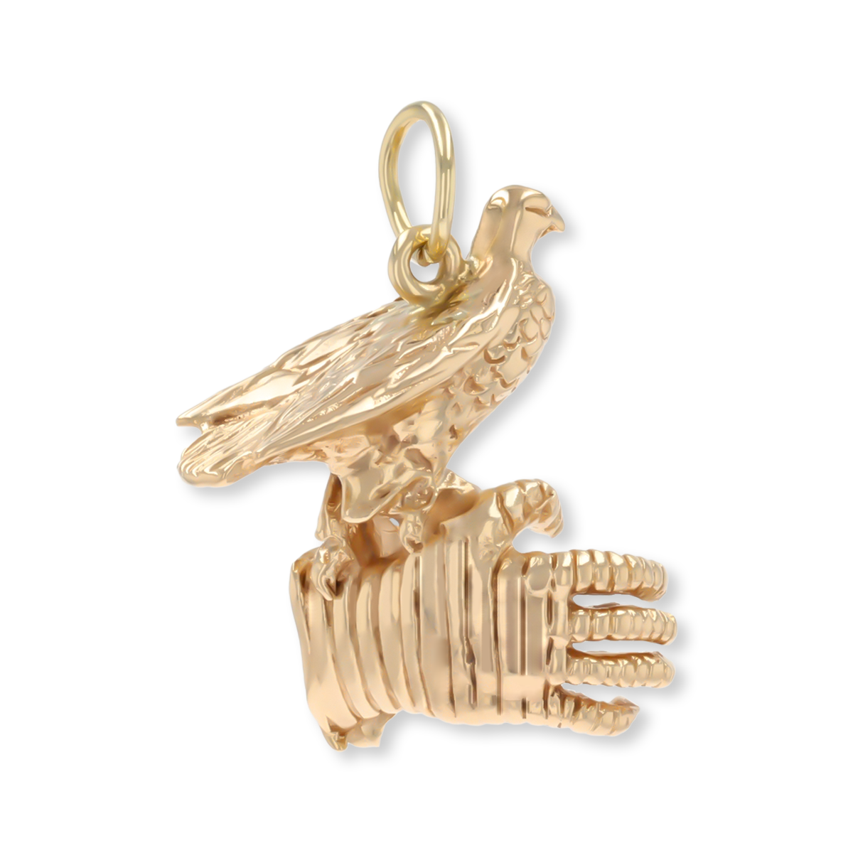 9ct Yellow Gold Eagle On Glove Pendant