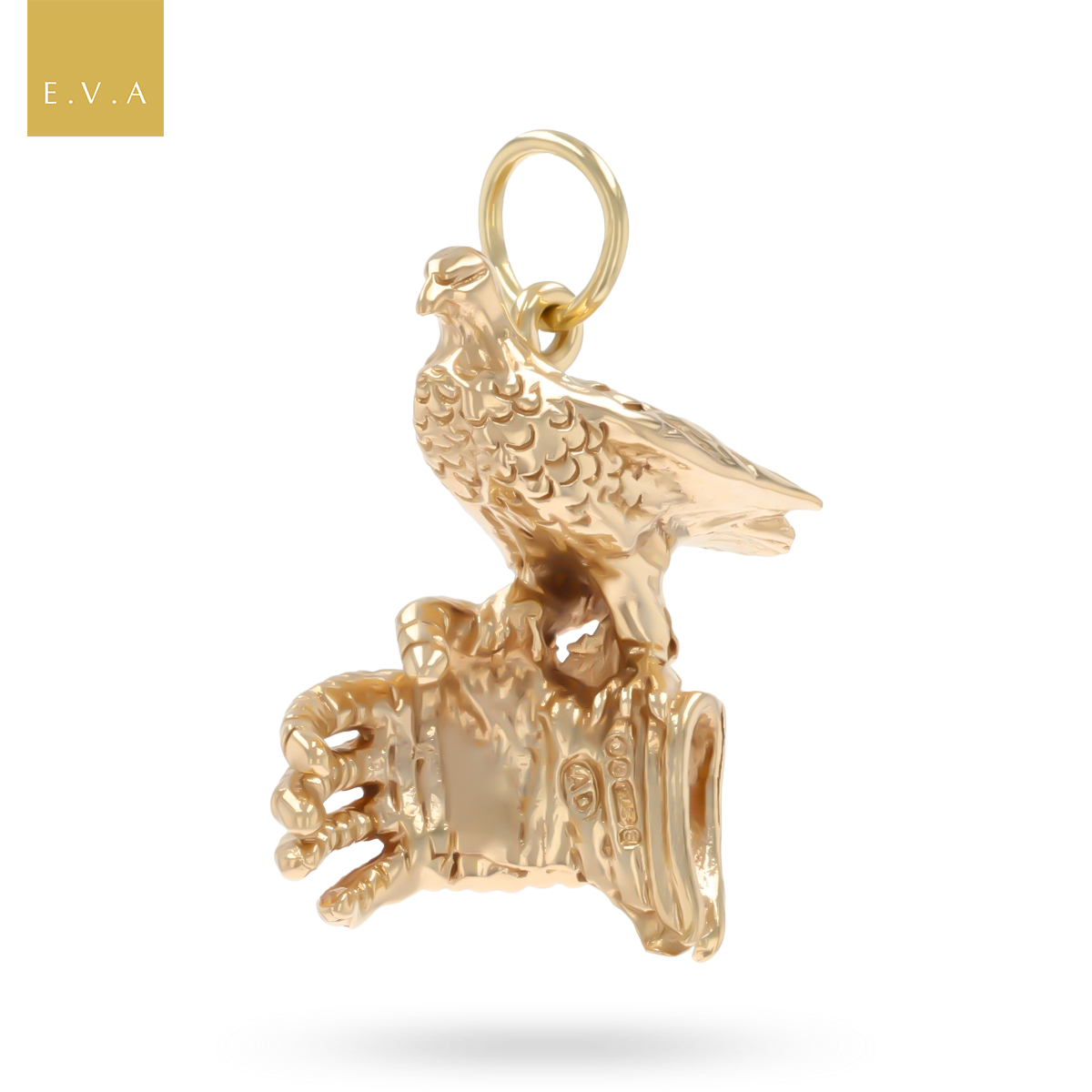 9ct Yellow Gold Eagle On Glove Pendant