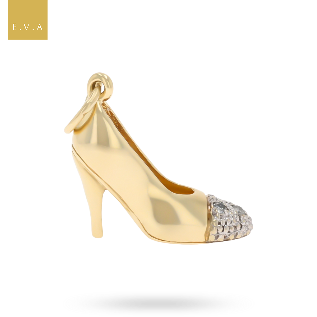 9ct Yellow Gold High Heel Shoe Charm Set with Diamonds
