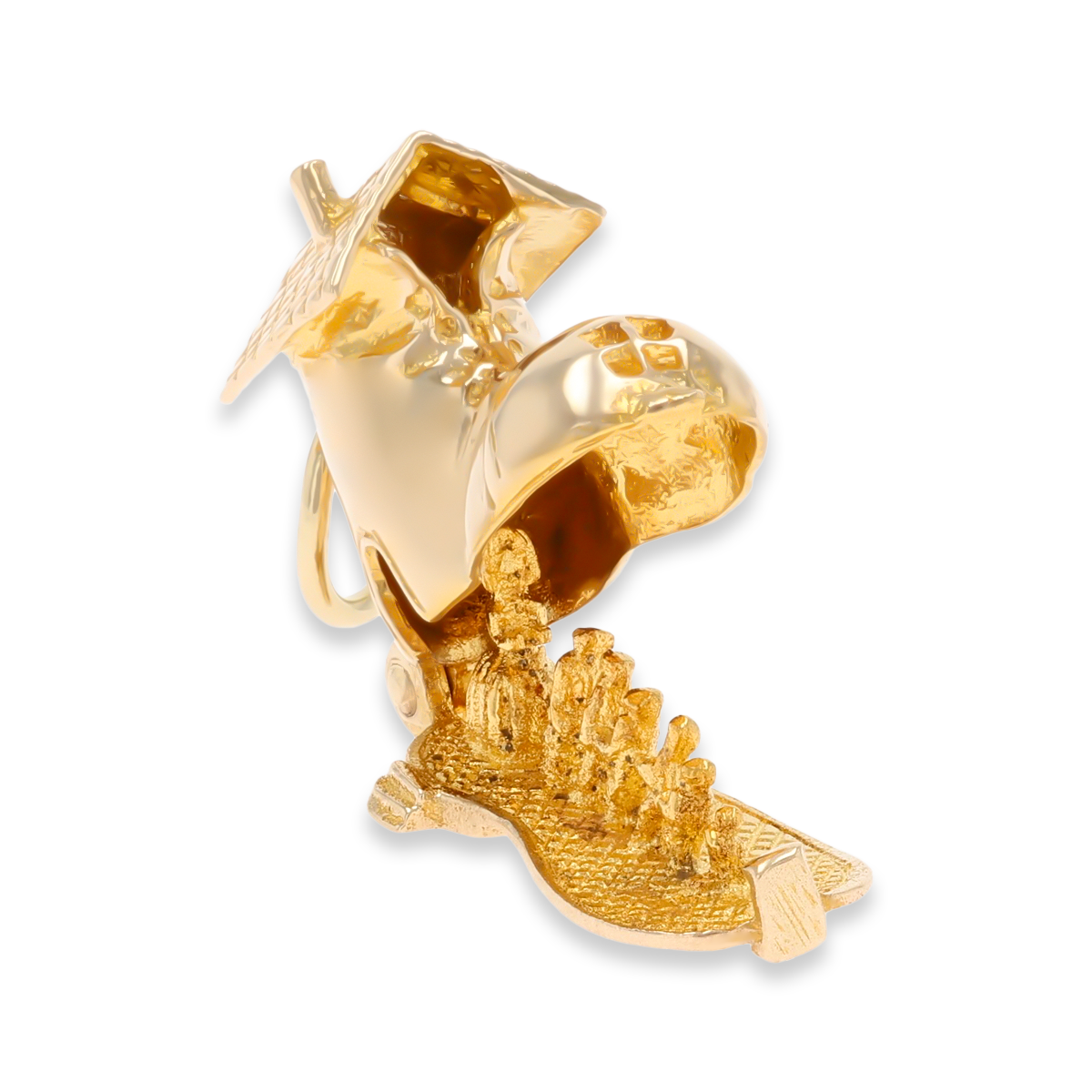 9ct Yellow Gold Old Woman in Shoe With 6 Children Opening Charm