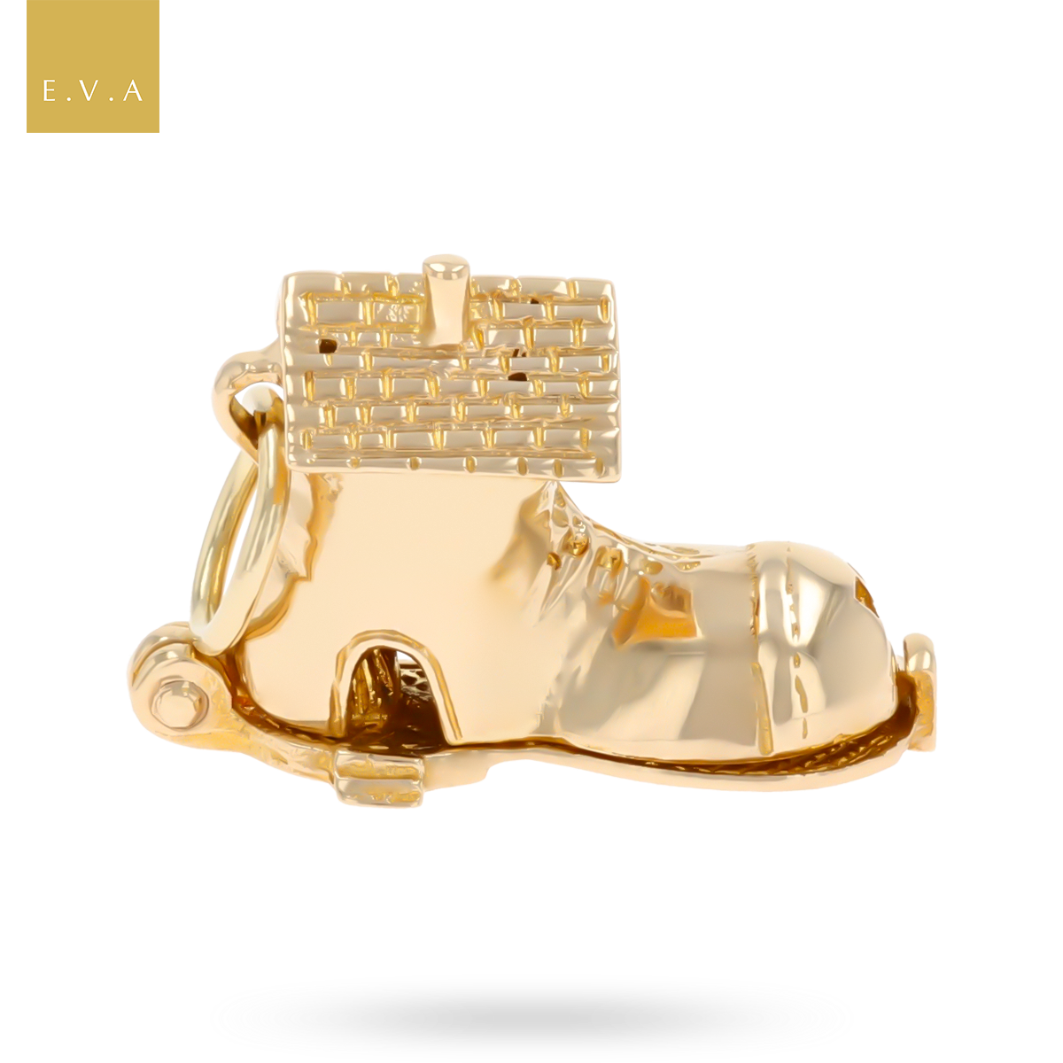 9ct Yellow Gold Old Woman in Shoe With 6 Children Opening Charm