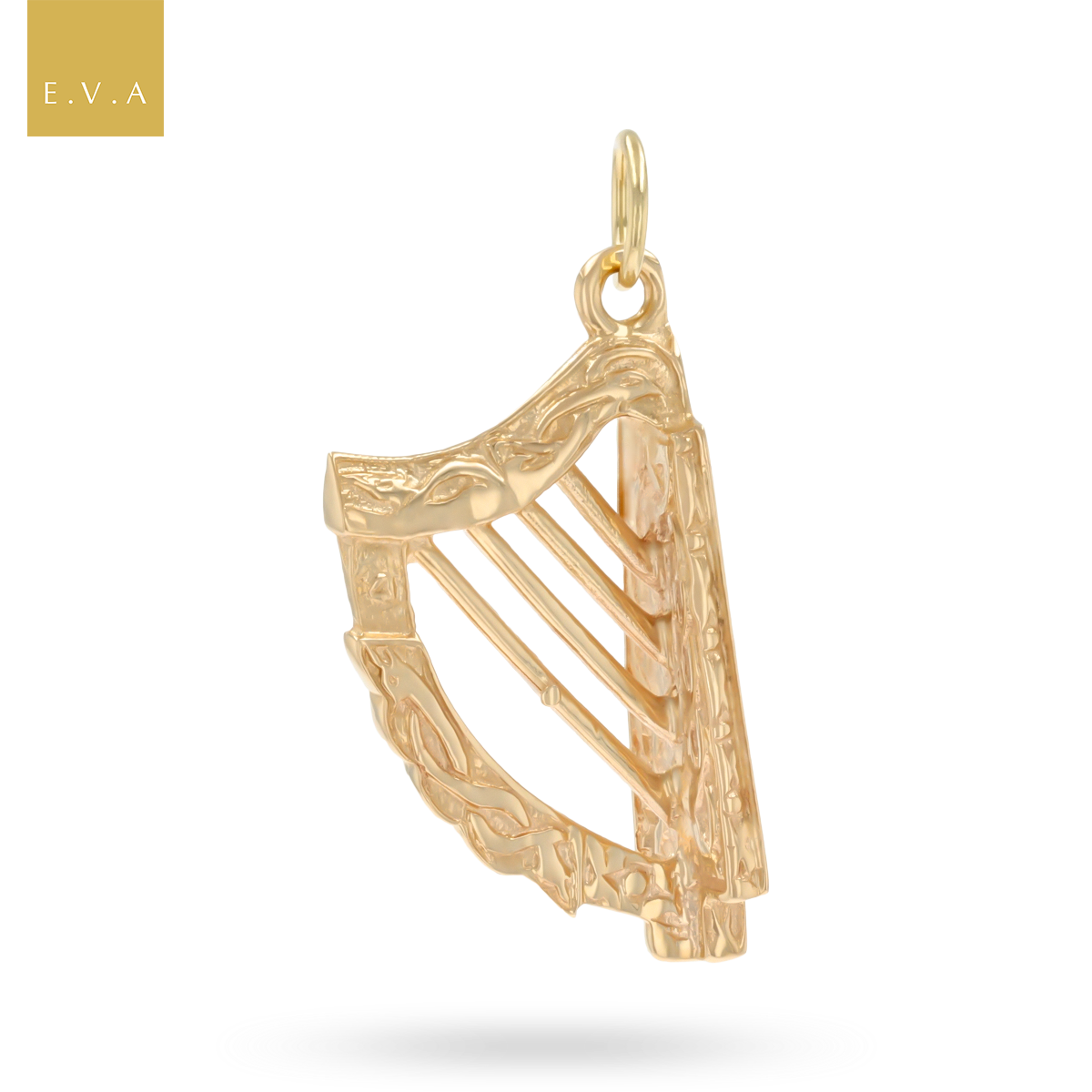 9ct Yellow Gold Celtic Harp Charm