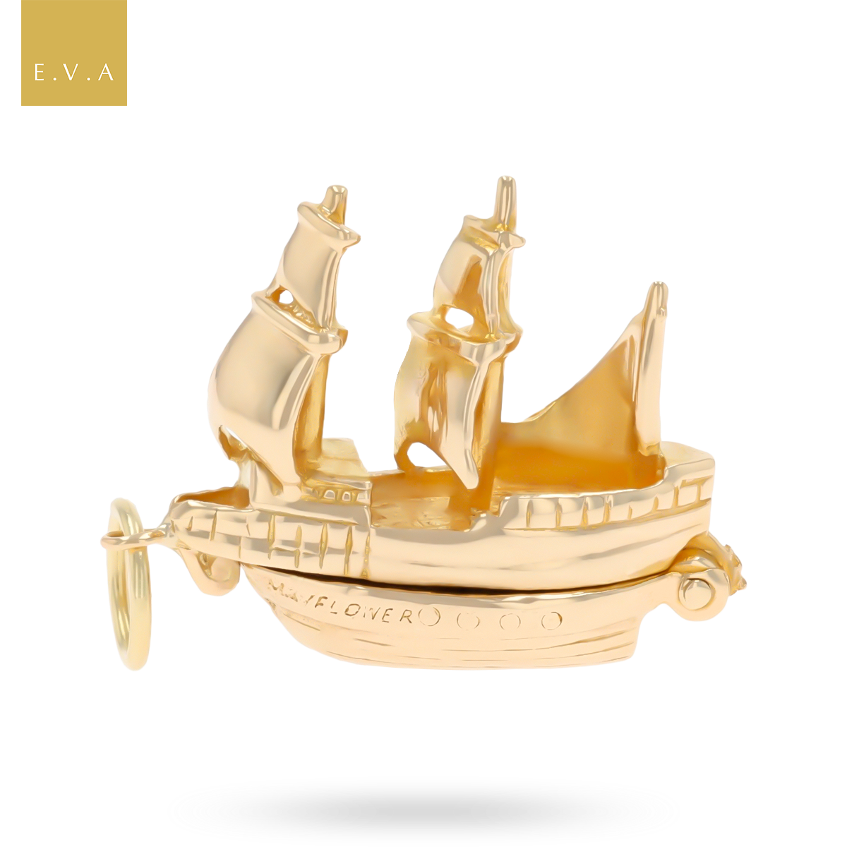9ct Yellow Gold Mayflower Ship Opening Charm