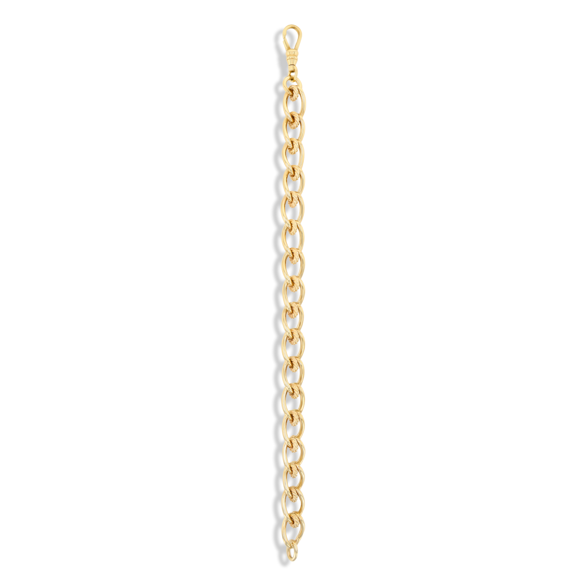 9ct Yellow Gold Elongated Curb & Cable Fancy Link Bracelet