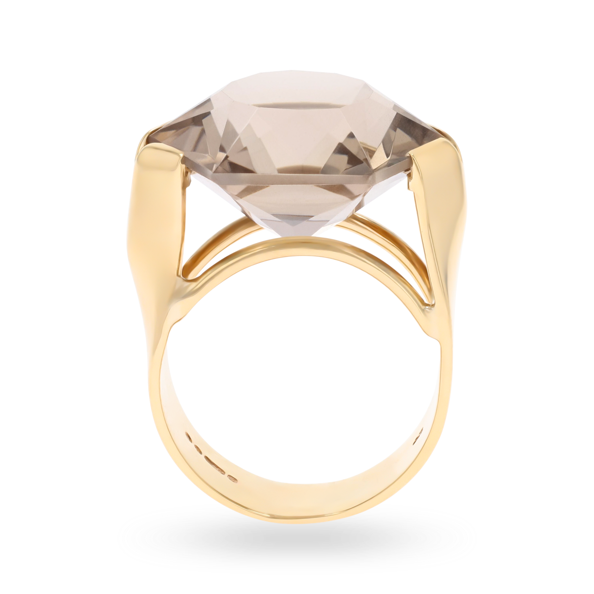 9ct Yellow Gold Hexagon Cut Smokey Quartz Cocktail Ring