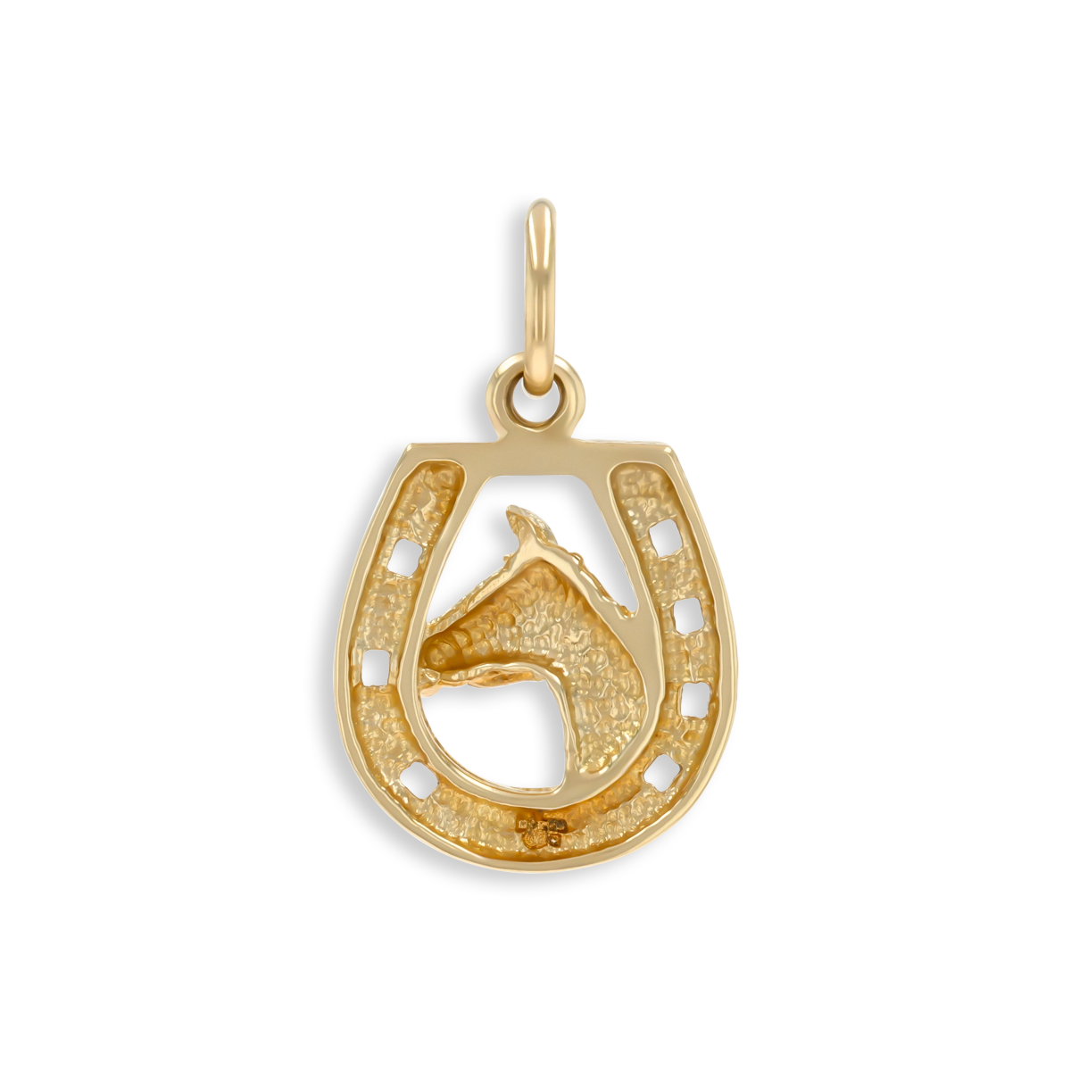 9ct Yellow Gold Small Horse Head in Horseshoe Pendant