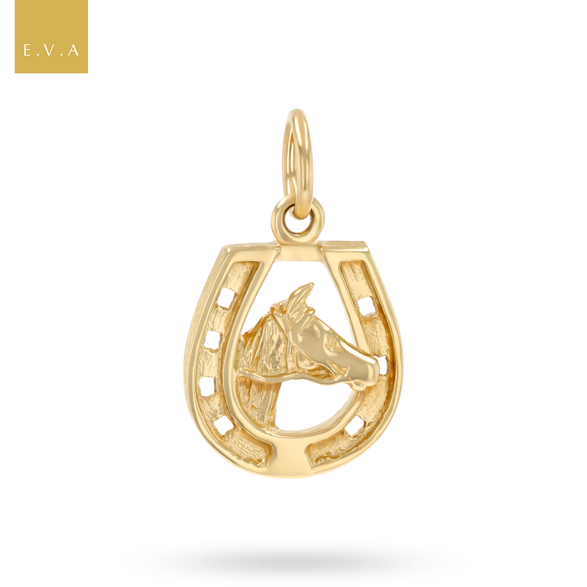 9ct Yellow Gold Small Horse Head in Horseshoe Pendant
