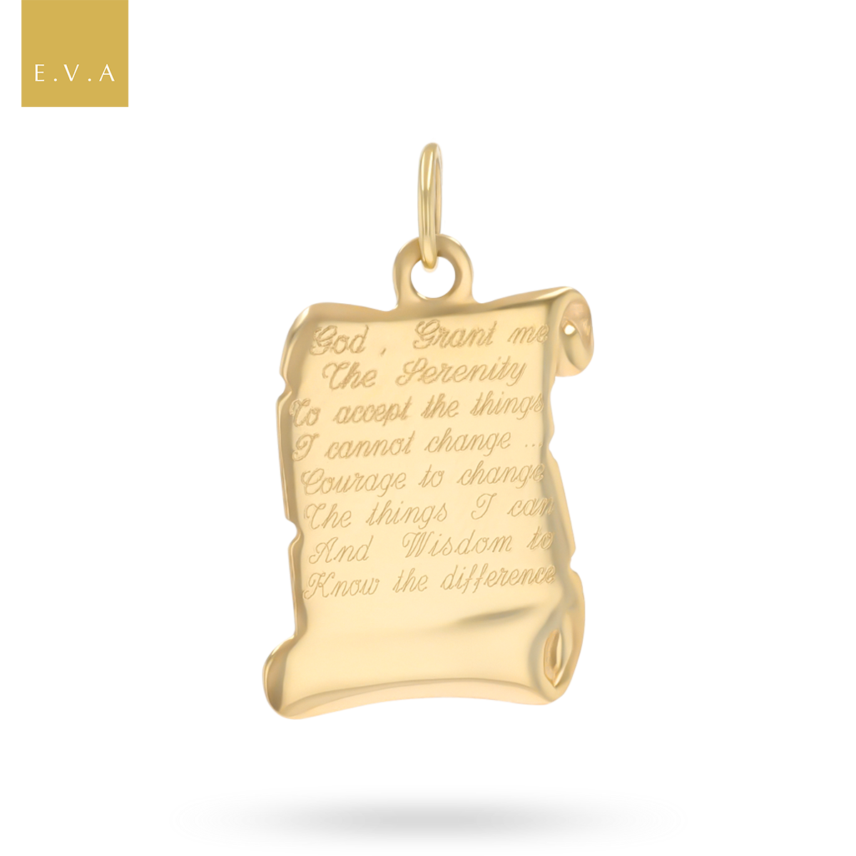 9ct Yellow Gold Serenity Prayer Scroll Charm