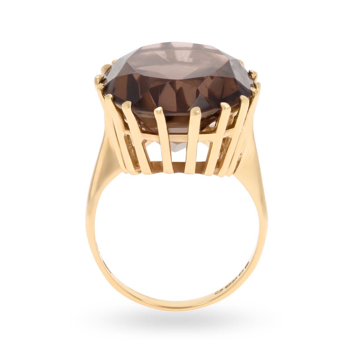9ct Yellow Gold Oval Cut Smokey Quartz Cocktail Ring