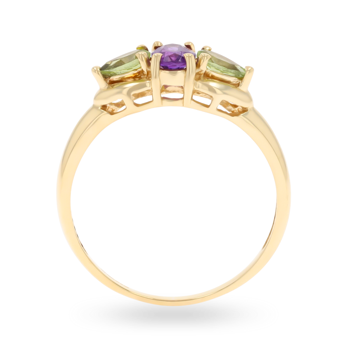 9ct Yellow Gold Amethyst & Peridot Trilogy Ring