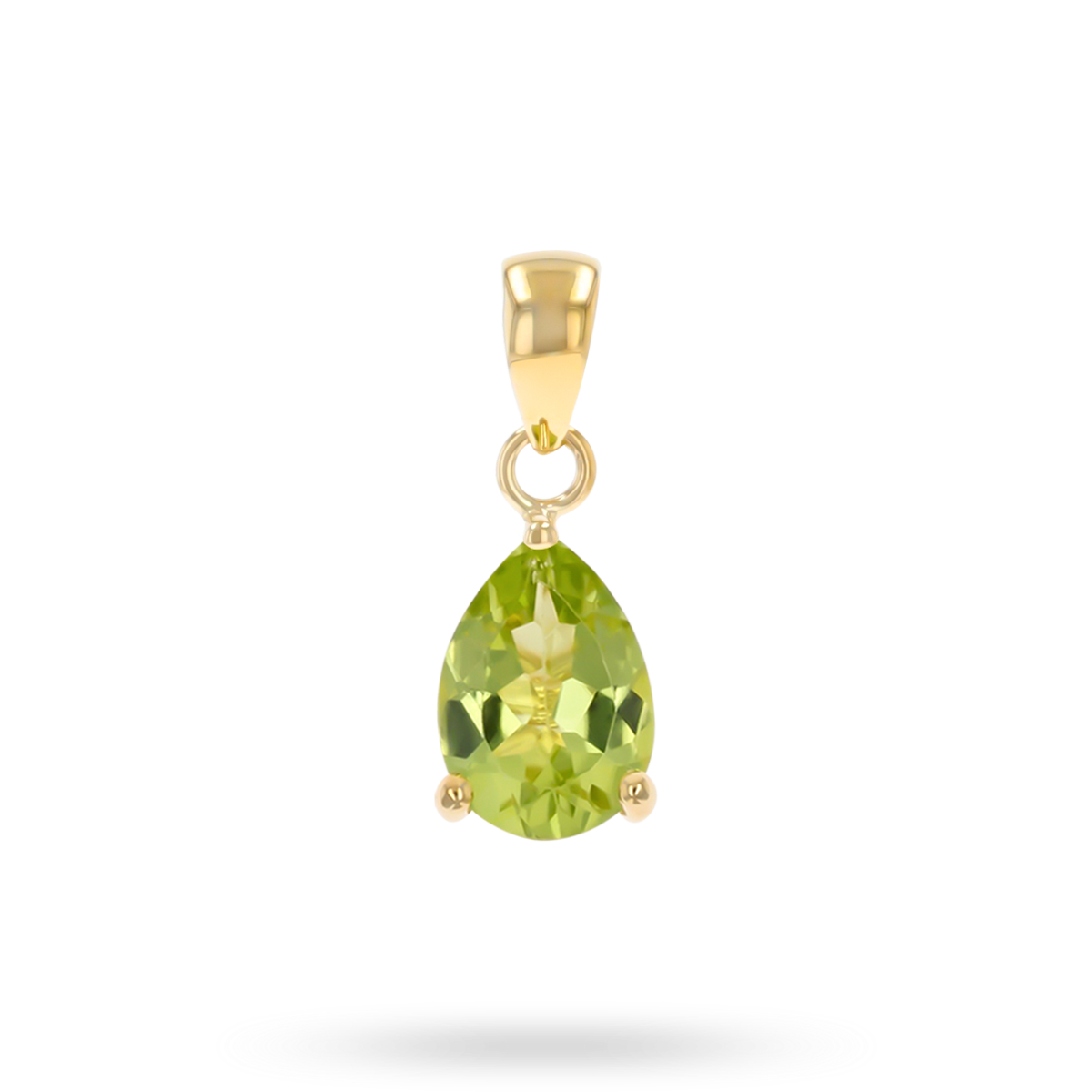 9ct Yellow Gold Pear Shaped Peridot Claw Set Pendant