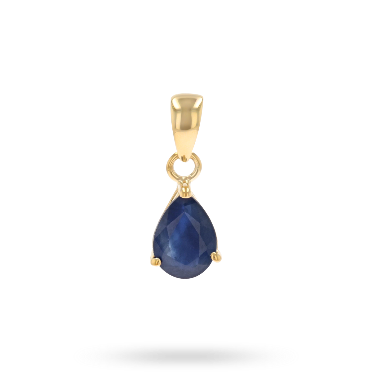 9ct Yellow Gold Pear Shaped Sapphire Claw Set Pendant