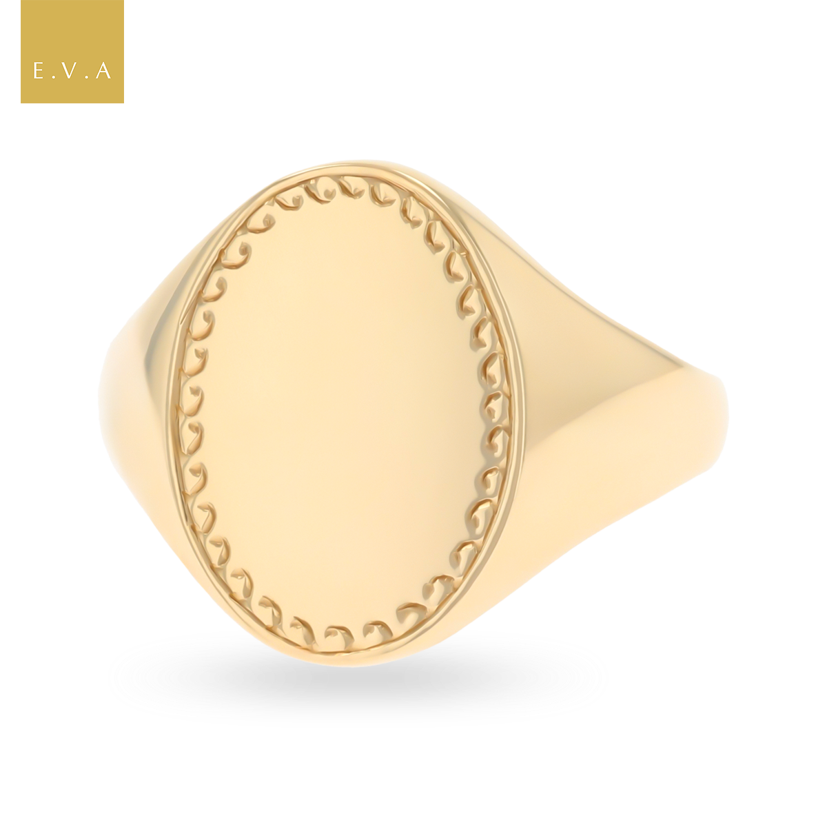 9ct Yellow Gold 19x14mm Oval Shaped Signet Ring