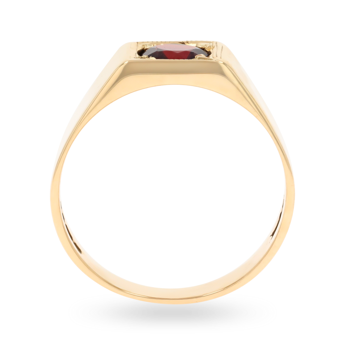 9ct Yellow Gold Garnet Set Signet Ring