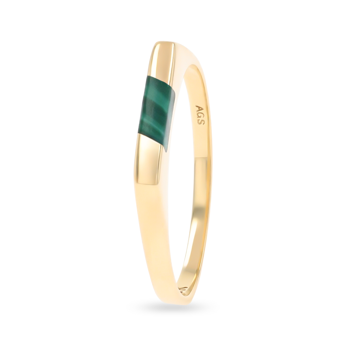 9ct Yellow Gold Malachite Horizontal Rectangle Signet Ring