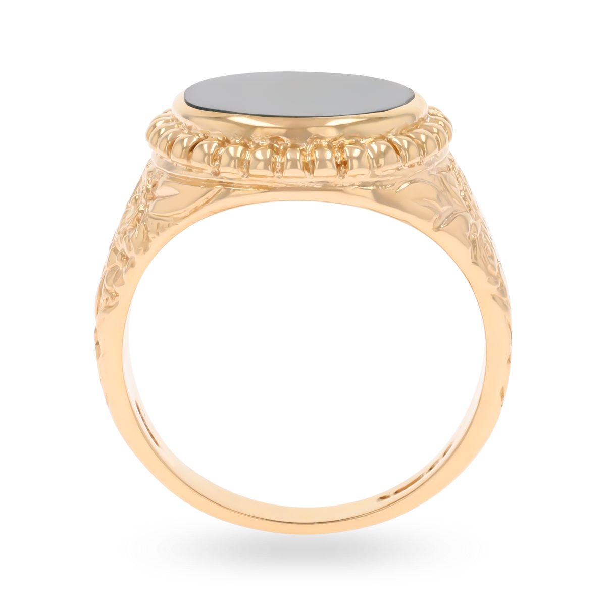 9ct Yellow Gold Oval Shaped Bloodstone Engraved Signet Ring