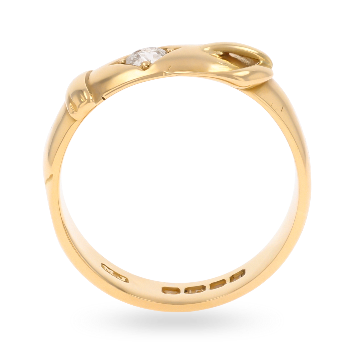 18ct Yellow Gold Old Mine Cut Diamond Set Victorian Buckle Ring