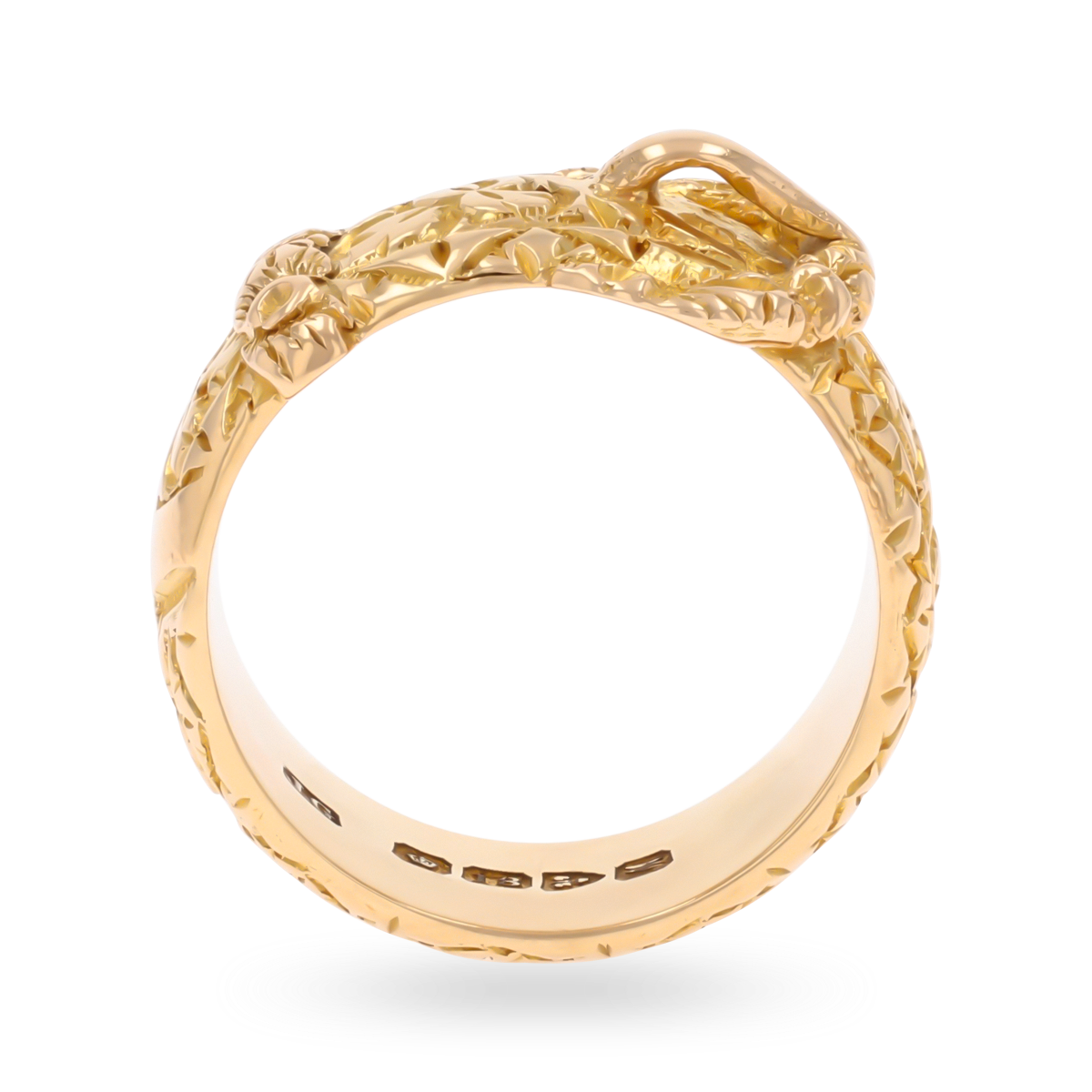 18ct Yellow Gold Chased Edwardian Buckle Ring