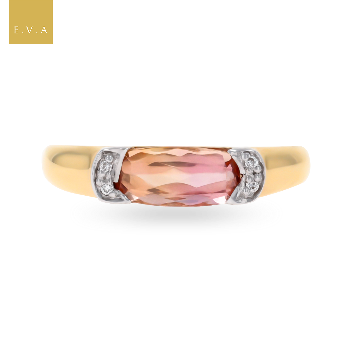 18ct Yellow Gold Imperial Topaz & Diamond Ring