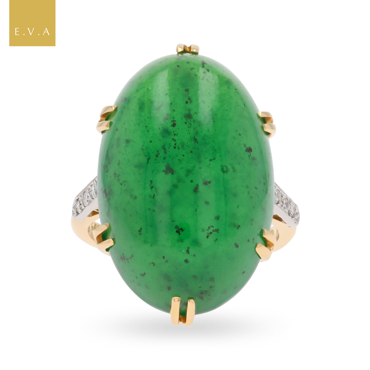 18ct Yellow Gold & Platinum Hydrogrossular Garnet & Diamond Ring