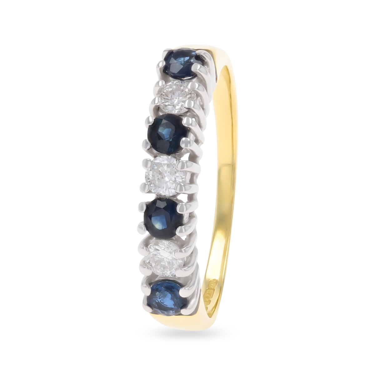 18ct Yellow Gold Sapphire & Diamond Seven Stone Ring