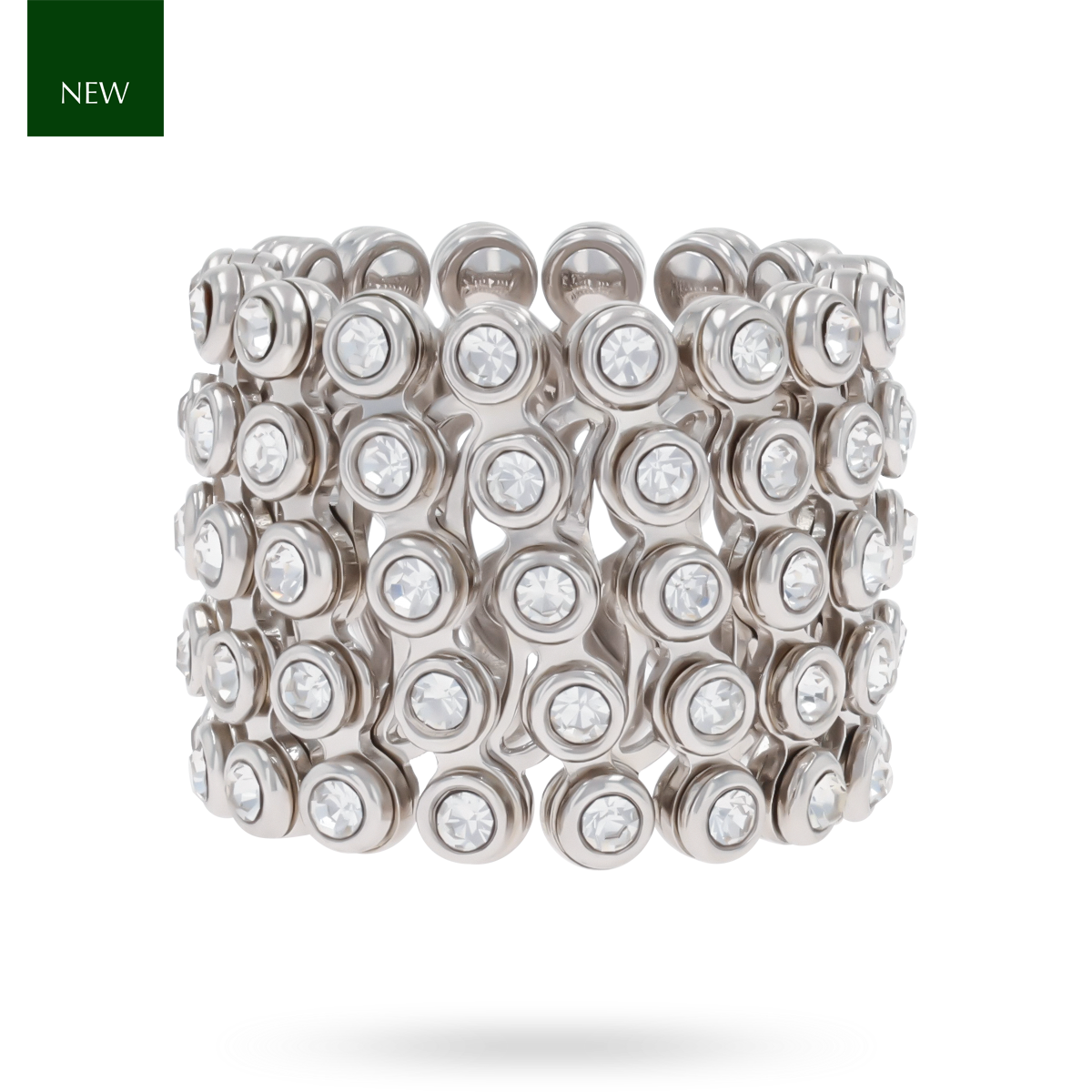 Sterling Silver Cubic Zirconia Set Expandable Ring