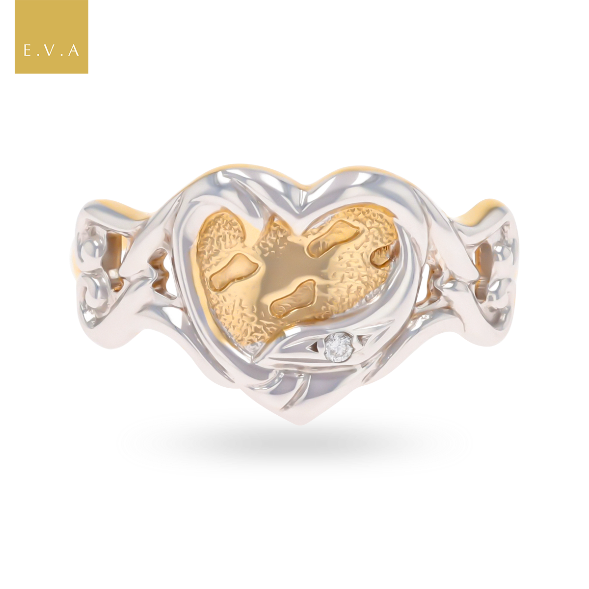 9ct Yellow & White Gold Footprint In The Sand Diamond Ring