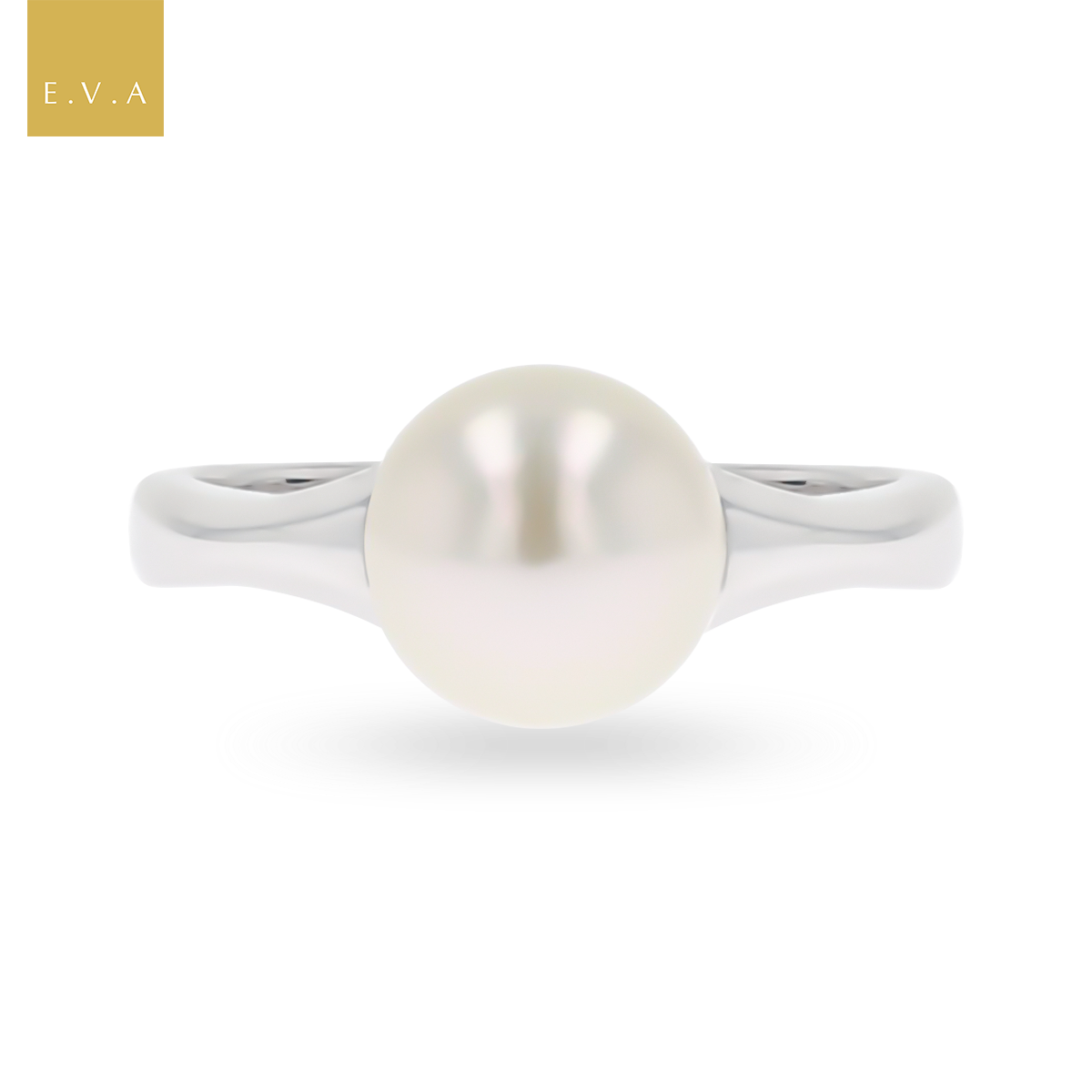 18ct White Gold Cultured Round Pearl Solitaire Ring