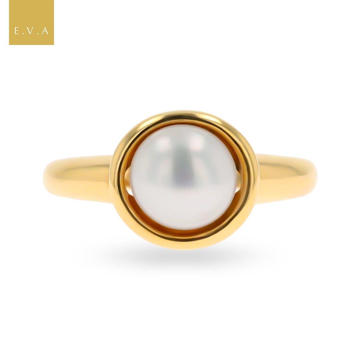 18ct Yellow Gold Cultured Button Pearl Solitaire Ring