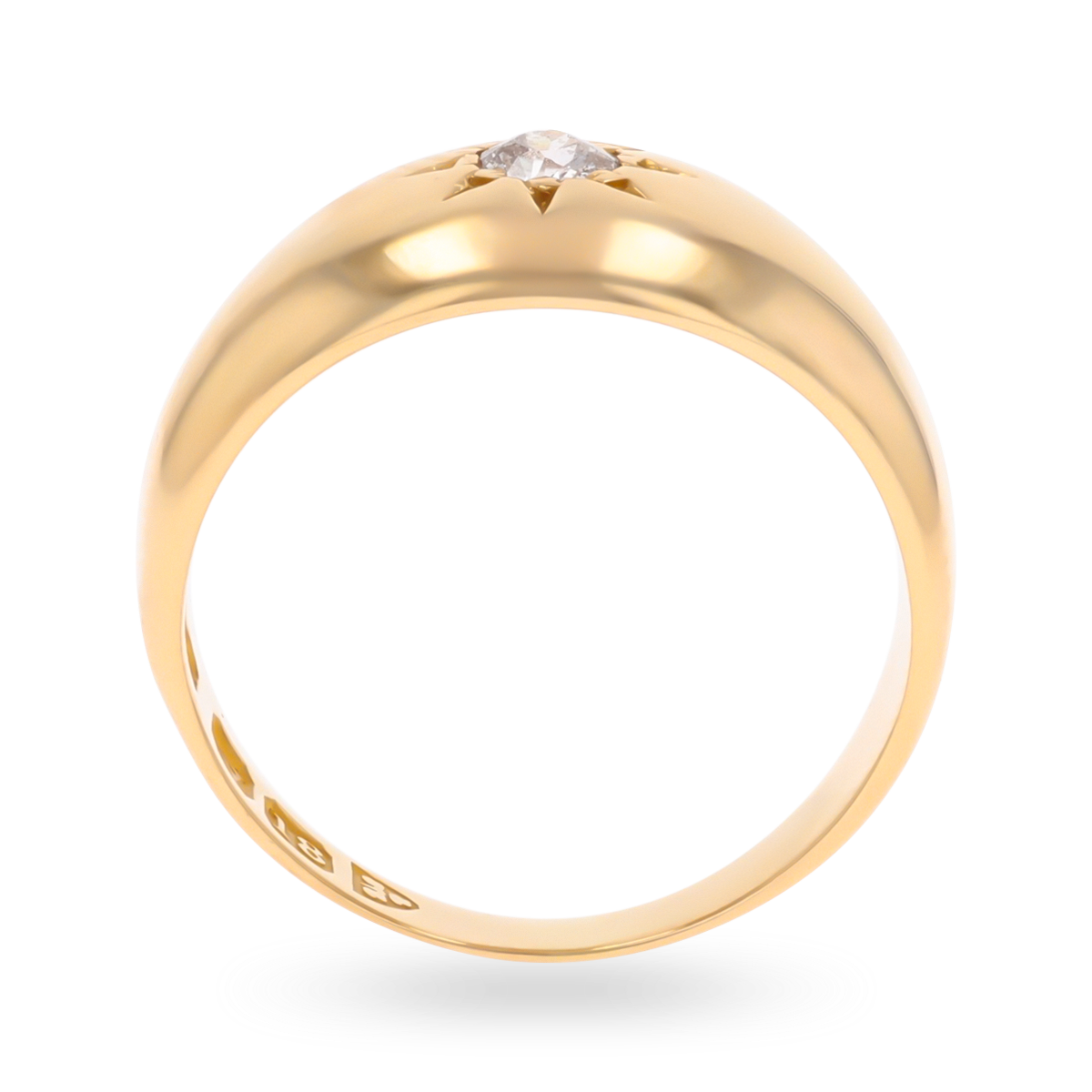 18ct Yellow Gold Old Mine Cut Diamond Star Set Edwardian Ring