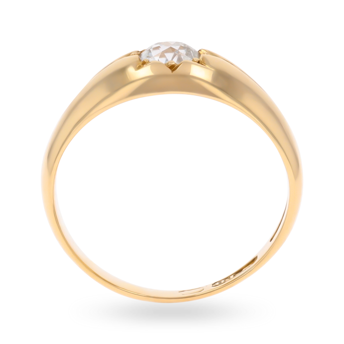 18ct Yellow Gold Old Cut Diamond Star Set Solitaire Ring