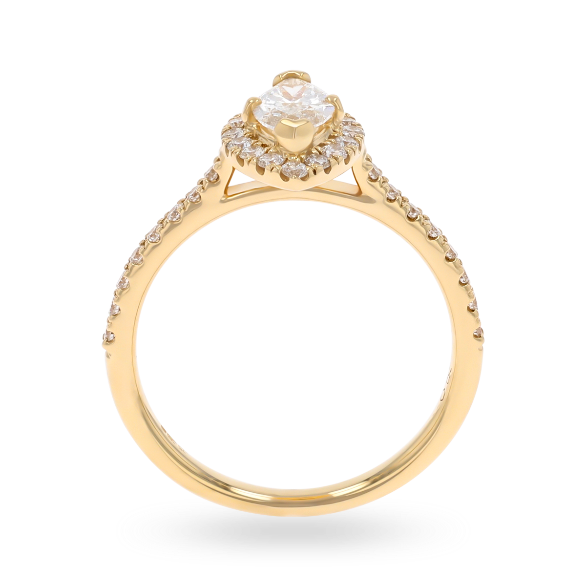 18ct Yellow Gold Marquise Shaped Diamond Halo & Shoulder 0.86ctw Ring