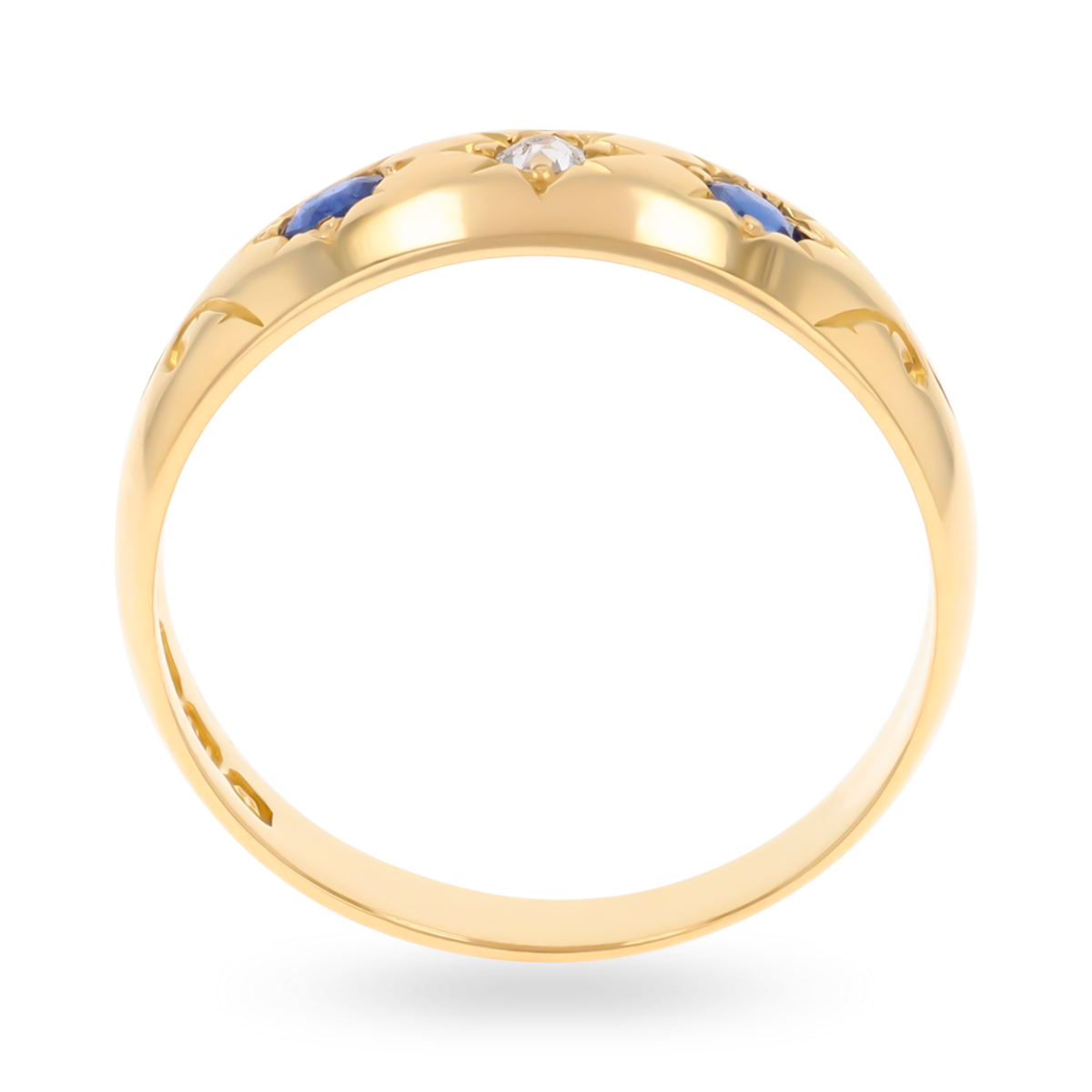 18ct Yellow Gold Sapphire & Diamond Trilogy Victorian Ring