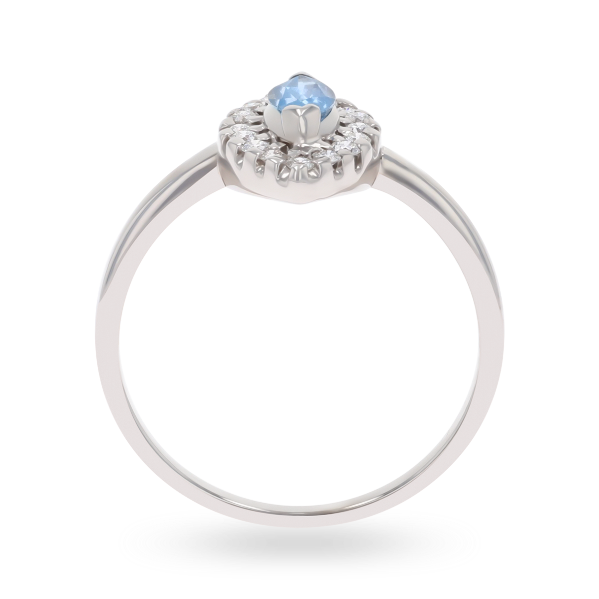 18ct White Gold Marquise Shaped Aquamarine & Diamond Cluster Ring