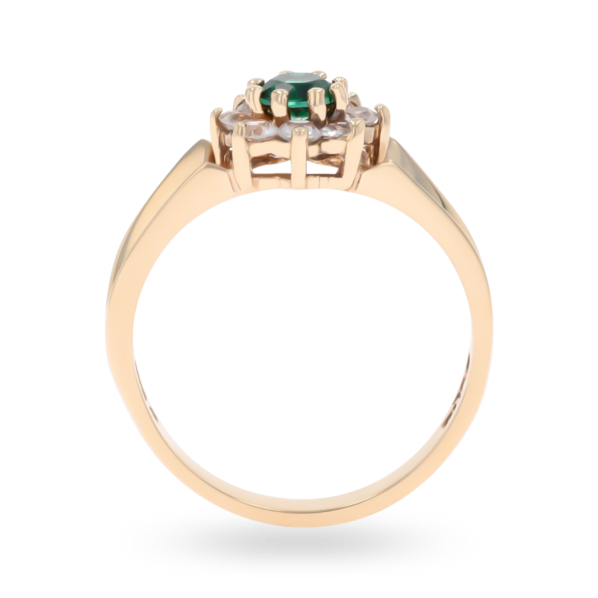 9ct Yellow Gold Green & White Paste Cluster Ring