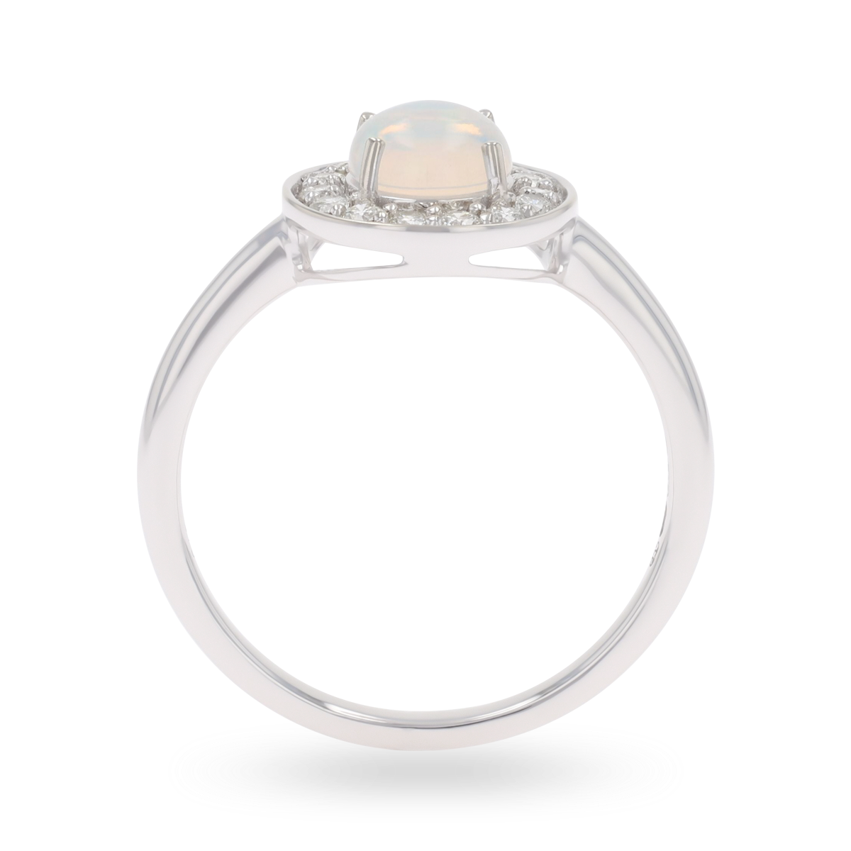 9ct White Gold Round Opal & Diamond Cluster Ring