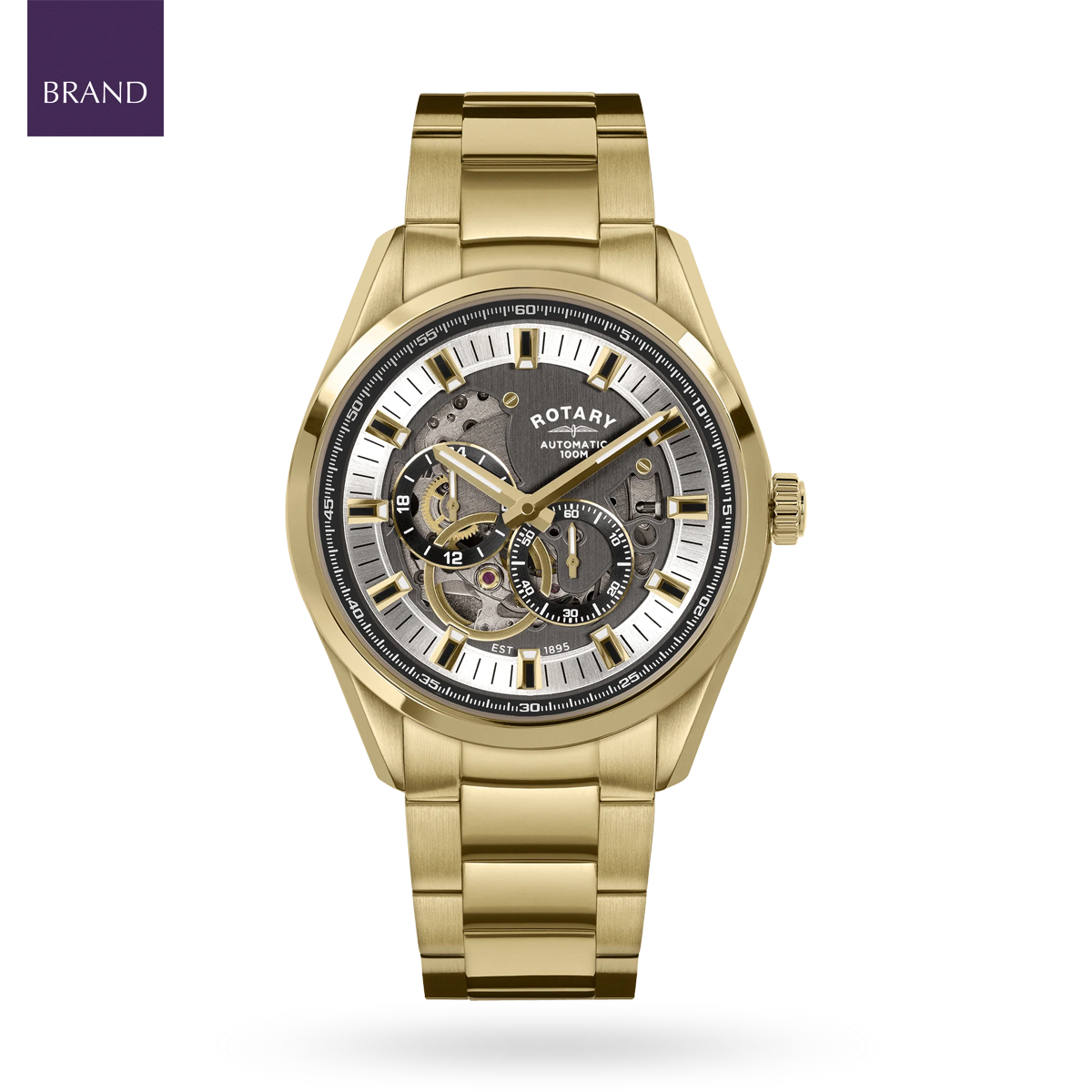 Rotary Seamatic Eclipse Automatic, Grey Dial with Gold Plated Bracelet - RGB10008/06