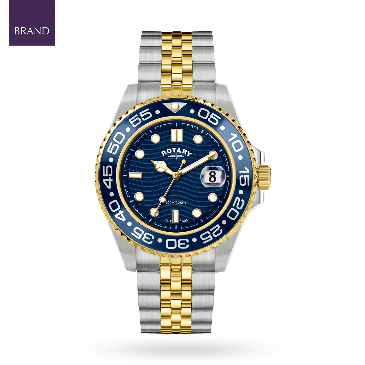 Rotary Apex 100 2-Tone Watch, Blue Dial with Stainless Steel Bracelet - RGB10018/05