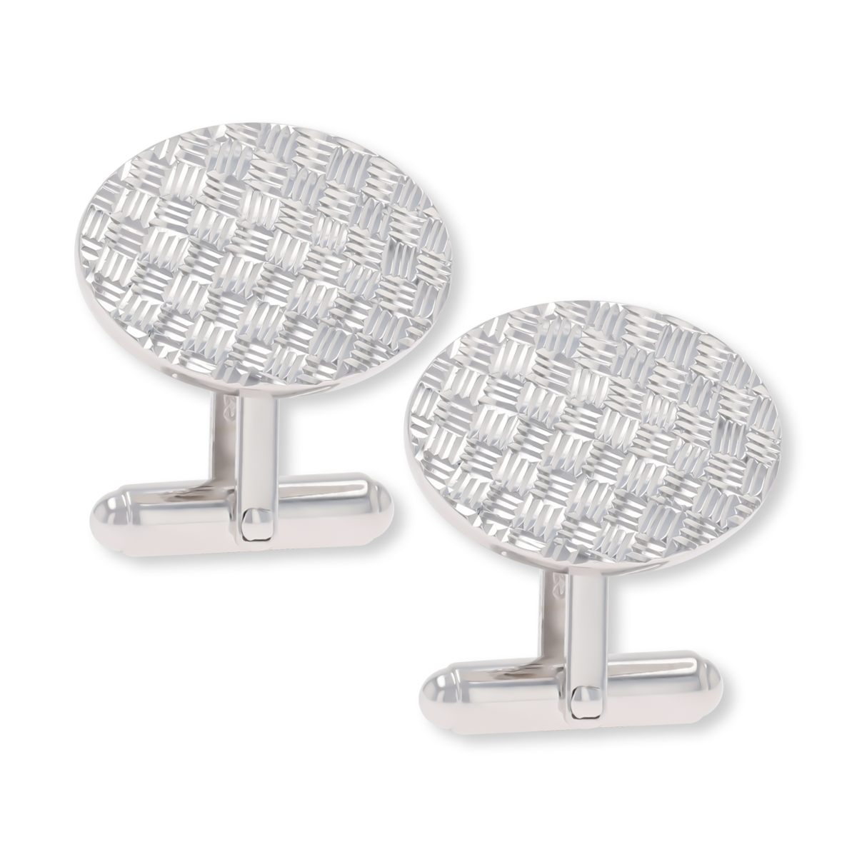 Sterling Silver Diamond Cut Oval Cufflinks