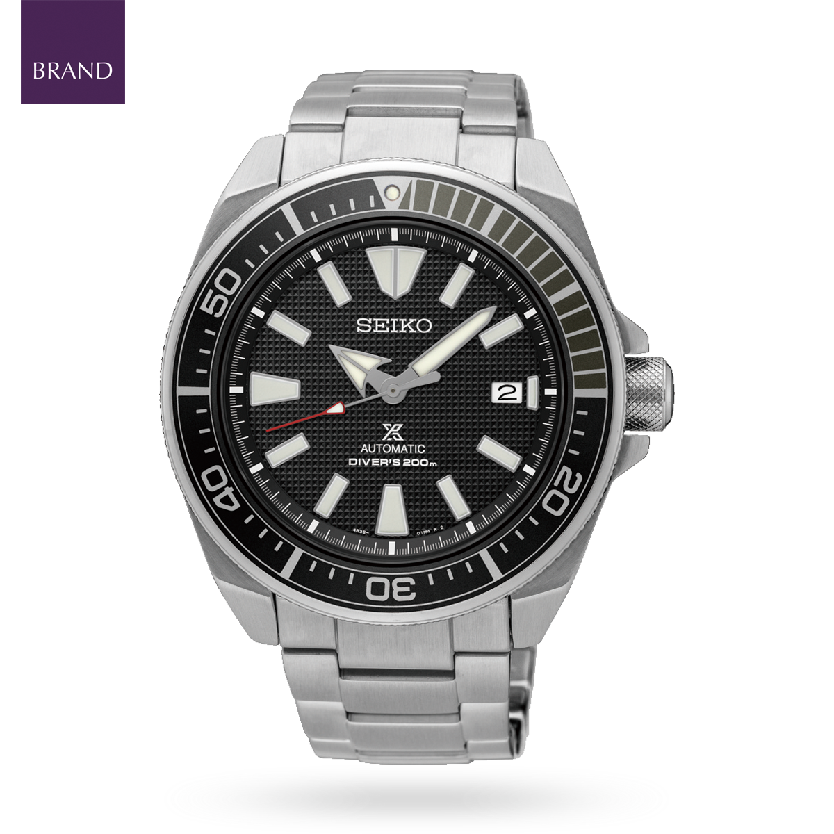 Seiko Prospex Samurai Automatic, Patterned Black Dial With Stainless Steel Bracelet - SRPF03K1