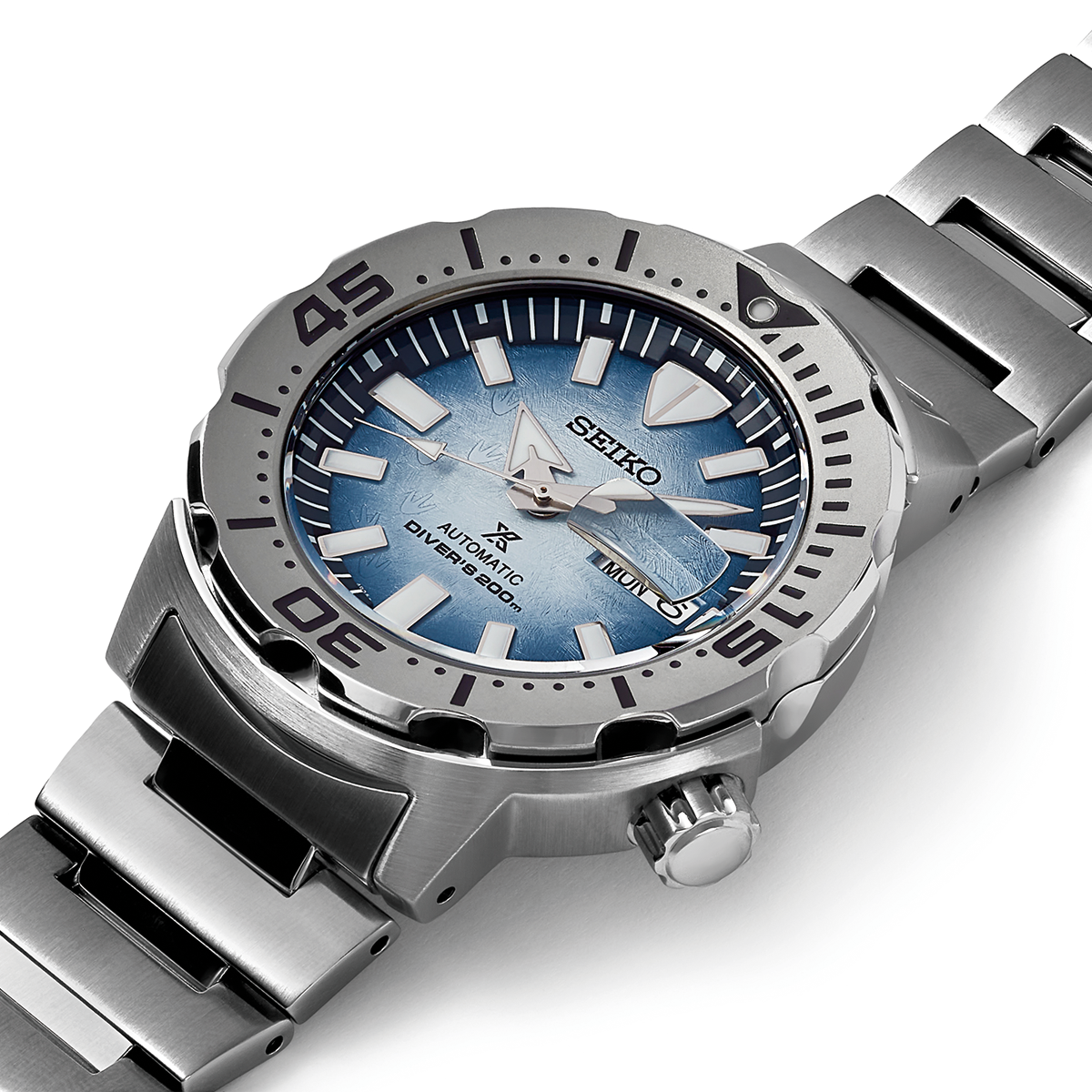 Seiko Prospex Antarctica “Save The Ocean” Monster, Blue Dial with Stainless Steel Bracelet - SRPG57K1