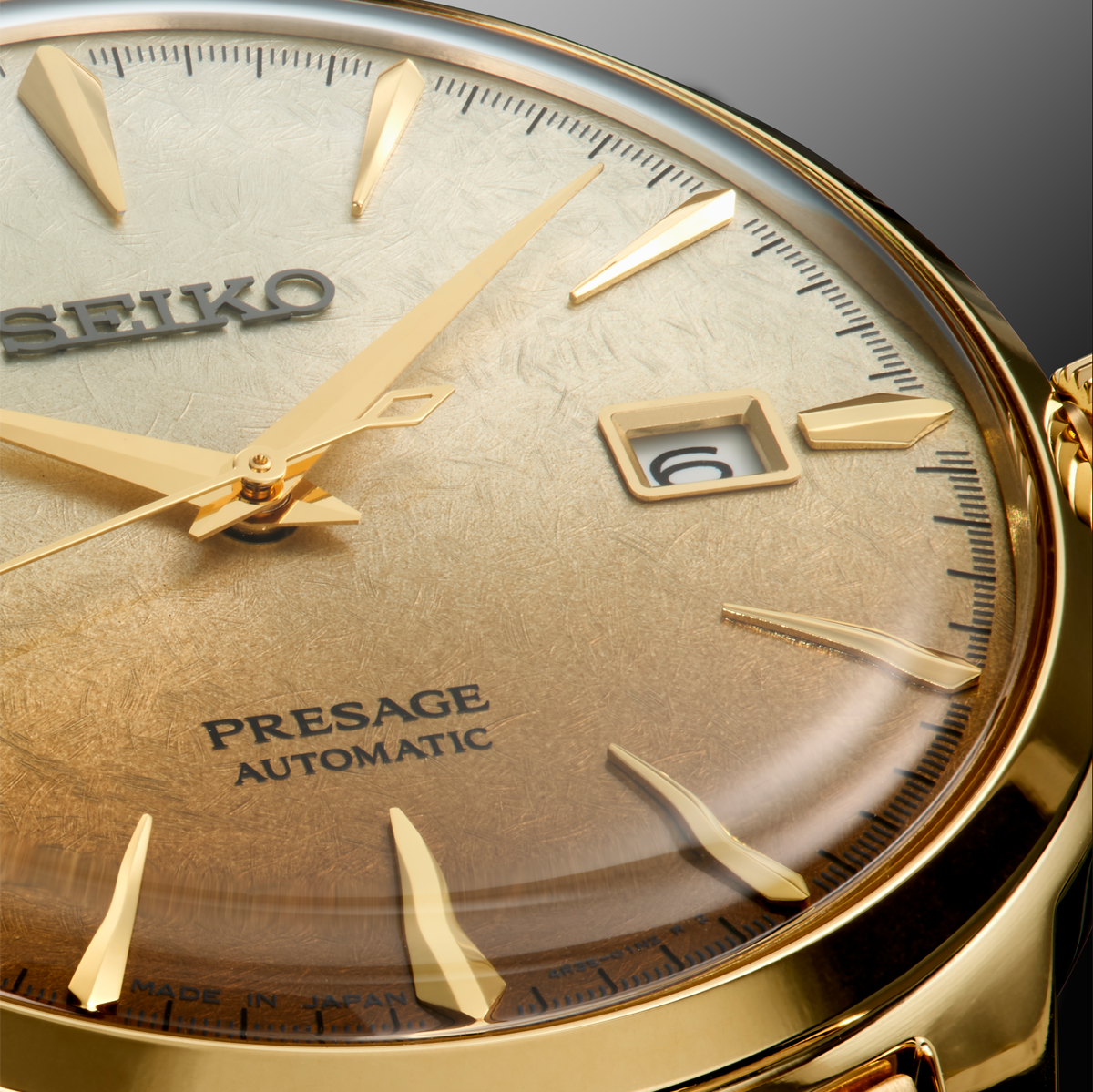 Presage Cocktail Time 'Beer Julep', Gold Dial with Gold Plated Bracelet